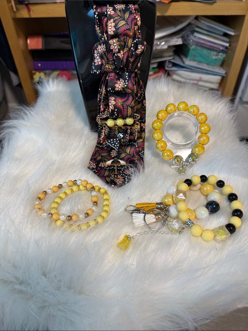 Yellow Beaded Bracelet Set – Stylish Stackable Women’s Accessories. Junk Ties